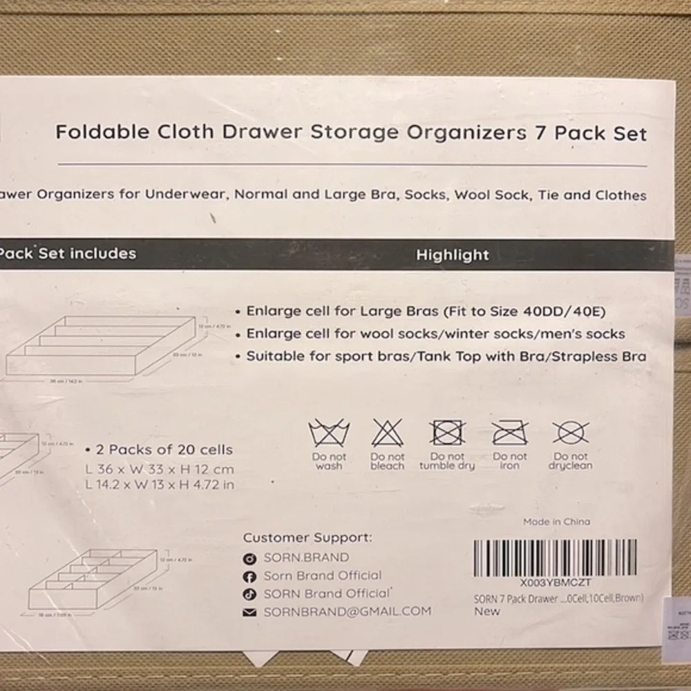Brand New 7 Pack Foldable Drawer Organizers Dividers Clothing Storage Bras Socks